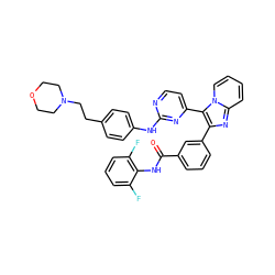 O=C(Nc1c(F)cccc1F)c1cccc(-c2nc3ccccn3c2-c2ccnc(Nc3ccc(CCN4CCOCC4)cc3)n2)c1 ZINC000049889315