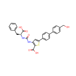 O=C(Nc1cc(-c2ccc(-c3ccc(CO)cc3)cc2)sc1C(=O)O)N[C@@H](Cc1ccccc1)C(=O)O ZINC000299857004