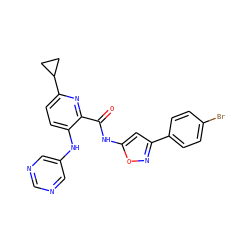 O=C(Nc1cc(-c2ccc(Br)cc2)no1)c1nc(C2CC2)ccc1Nc1cncnc1 ZINC000096167426