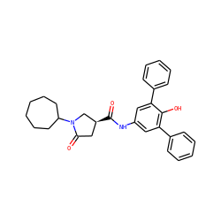 O=C(Nc1cc(-c2ccccc2)c(O)c(-c2ccccc2)c1)[C@H]1CC(=O)N(C2CCCCCC2)C1 ZINC000014959474