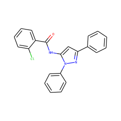 O=C(Nc1cc(-c2ccccc2)nn1-c1ccccc1)c1ccccc1Cl ZINC000001037295