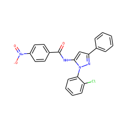O=C(Nc1cc(-c2ccccc2)nn1-c1ccccc1Cl)c1ccc([N+](=O)[O-])cc1 ZINC000013704415