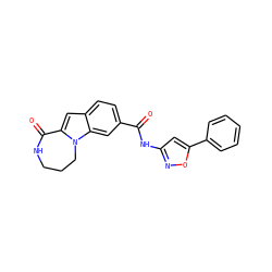 O=C(Nc1cc(-c2ccccc2)on1)c1ccc2cc3n(c2c1)CCCNC3=O ZINC000147735873