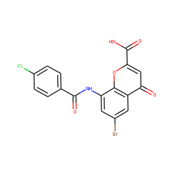 O=C(Nc1cc(Br)cc2c(=O)cc(C(=O)O)oc12)c1ccc(Cl)cc1 ZINC000096271892