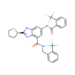O=C(Nc1cc(C(=O)NCc2ccccc2C(F)(F)F)c2nc([C@H]3CCCO3)[nH]c2c1)c1ccccc1C(F)(F)F ZINC000207745902
