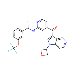 O=C(Nc1cc(C(=O)c2cn(C3COC3)c3ccncc23)ccn1)c1cccc(OC(F)(F)F)c1 ZINC001772632512