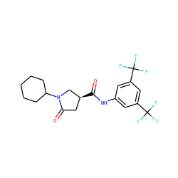 O=C(Nc1cc(C(F)(F)F)cc(C(F)(F)F)c1)[C@H]1CC(=O)N(C2CCCCC2)C1 ZINC000014959348