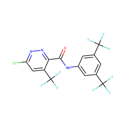 O=C(Nc1cc(C(F)(F)F)cc(C(F)(F)F)c1)c1nnc(Cl)cc1C(F)(F)F ZINC000036178867