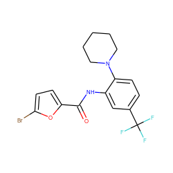 O=C(Nc1cc(C(F)(F)F)ccc1N1CCCCC1)c1ccc(Br)o1 ZINC000001109851