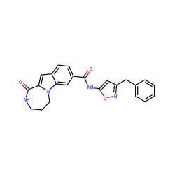 O=C(Nc1cc(Cc2ccccc2)no1)c1ccc2cc3n(c2c1)CCCNC3=O ZINC000073220354