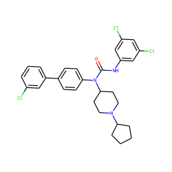 O=C(Nc1cc(Cl)cc(Cl)c1)N(c1ccc(-c2cccc(Cl)c2)cc1)C1CCN(C2CCCC2)CC1 ZINC000028461689