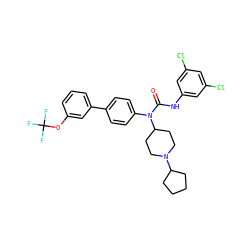O=C(Nc1cc(Cl)cc(Cl)c1)N(c1ccc(-c2cccc(OC(F)(F)F)c2)cc1)C1CCN(C2CCCC2)CC1 ZINC000028465439
