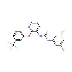 O=C(Nc1cc(Cl)cc(Cl)c1)Nc1cccnc1Oc1cccc(C(F)(F)F)c1 ZINC000095591187