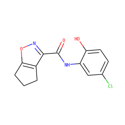 O=C(Nc1cc(Cl)ccc1O)c1noc2c1CCC2 ZINC000000426288