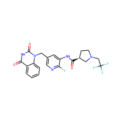 O=C(Nc1cc(Cn2c(=O)[nH]c(=O)c3ccccc32)cnc1F)[C@H]1CCN(CC(F)(F)F)C1 ZINC001772572792