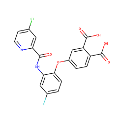 O=C(Nc1cc(F)ccc1Oc1ccc(C(=O)O)c(C(=O)O)c1)c1cc(Cl)ccn1 ZINC000013587613