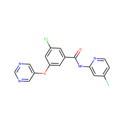 O=C(Nc1cc(F)ccn1)c1cc(Cl)cc(Oc2cncnc2)c1 ZINC000096938955