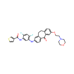 O=C(Nc1cc(Nc2ccc3c(c2)CCc2ccc(OCCN4CCOCC4)cc2C3=O)c(F)cc1F)c1ccsc1 ZINC000095593499