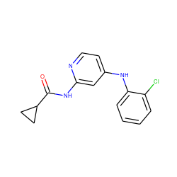 O=C(Nc1cc(Nc2ccccc2Cl)ccn1)C1CC1 ZINC000653887788
