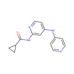 O=C(Nc1cc(Nc2ccncc2)ccn1)C1CC1 ZINC000653876612