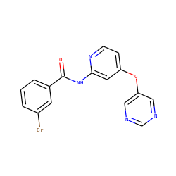 O=C(Nc1cc(Oc2cncnc2)ccn1)c1cccc(Br)c1 ZINC000096175673