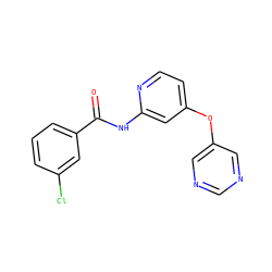 O=C(Nc1cc(Oc2cncnc2)ccn1)c1cccc(Cl)c1 ZINC000096175671
