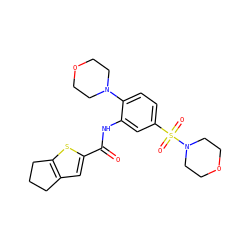 O=C(Nc1cc(S(=O)(=O)N2CCOCC2)ccc1N1CCOCC1)c1cc2c(s1)CCC2 ZINC000009470944