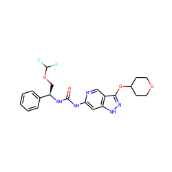 O=C(Nc1cc2[nH]nc(OC3CCOCC3)c2cn1)N[C@H](COC(F)F)c1ccccc1 ZINC001772575705