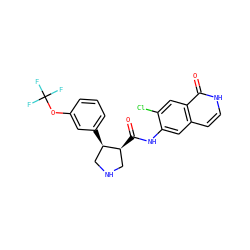 O=C(Nc1cc2cc[nH]c(=O)c2cc1Cl)[C@H]1CNC[C@H]1c1cccc(OC(F)(F)F)c1 ZINC000049045708