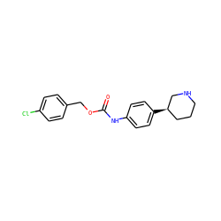 O=C(Nc1ccc([C@@H]2CCCNC2)cc1)OCc1ccc(Cl)cc1 ZINC000117722199