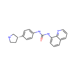 O=C(Nc1ccc([C@@H]2CCNC2)cc1)Nc1cccc2cccnc12 ZINC000117739173