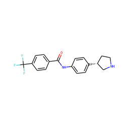 O=C(Nc1ccc([C@@H]2CCNC2)cc1)c1ccc(C(F)(F)F)cc1 ZINC000117724279