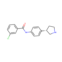 O=C(Nc1ccc([C@@H]2CCNC2)cc1)c1cccc(Cl)c1 ZINC000117726054