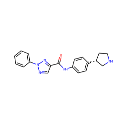 O=C(Nc1ccc([C@@H]2CCNC2)cc1)c1cnn(-c2ccccc2)n1 ZINC000147007026