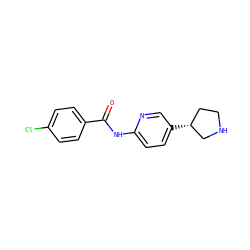 O=C(Nc1ccc([C@@H]2CCNC2)cn1)c1ccc(Cl)cc1 ZINC000117722104