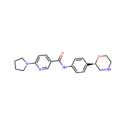 O=C(Nc1ccc([C@@H]2CNCCO2)cc1)c1ccc(N2CCCC2)nc1 ZINC000117722434