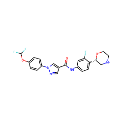 O=C(Nc1ccc([C@H]2CNCCO2)c(F)c1)c1cnn(-c2ccc(OC(F)F)cc2)c1 ZINC000149884362
