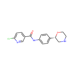 O=C(Nc1ccc([C@H]2CNCCO2)cc1)c1ccc(Cl)nc1 ZINC000113977356
