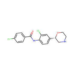 O=C(Nc1ccc([C@H]2CNCCO2)cc1Cl)c1ccc(Cl)cc1 ZINC000149879758