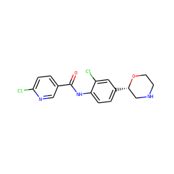 O=C(Nc1ccc([C@H]2CNCCO2)cc1Cl)c1ccc(Cl)nc1 ZINC000149857304