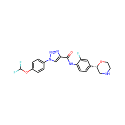 O=C(Nc1ccc([C@H]2CNCCO2)cc1F)c1cn(-c2ccc(OC(F)F)cc2)nn1 ZINC000149876700