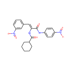 O=C(Nc1ccc([N+](=O)[O-])cc1)/C(=C/c1cccc([N+](=O)[O-])c1)NC(=O)C1CCCCC1 ZINC000008680272