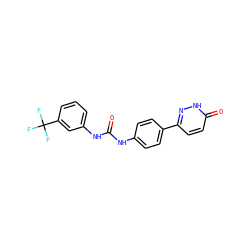 O=C(Nc1ccc(-c2ccc(=O)[nH]n2)cc1)Nc1cccc(C(F)(F)F)c1 ZINC000063539932
