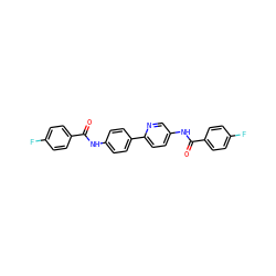 O=C(Nc1ccc(-c2ccc(NC(=O)c3ccc(F)cc3)cn2)cc1)c1ccc(F)cc1 ZINC000169312965
