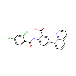 O=C(Nc1ccc(-c2cccc3cccnc23)cc1C(=O)O)c1ccc(Cl)cc1Cl ZINC000012358150