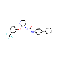 O=C(Nc1ccc(-c2ccccc2)cc1)Nc1cccnc1Oc1cccc(C(F)(F)F)c1 ZINC000035998322