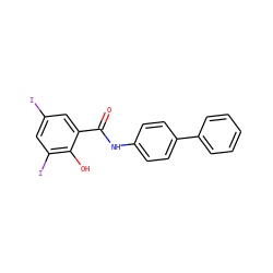 O=C(Nc1ccc(-c2ccccc2)cc1)c1cc(I)cc(I)c1O ZINC000169328449