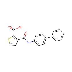 O=C(Nc1ccc(-c2ccccc2)cc1)c1ccsc1C(=O)O ZINC000014960648