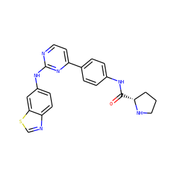 O=C(Nc1ccc(-c2ccnc(Nc3ccc4ncsc4c3)n2)cc1)[C@@H]1CCCN1 ZINC000029043539
