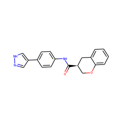 O=C(Nc1ccc(-c2cn[nH]c2)cc1)[C@@H]1COc2ccccc2C1 ZINC000040860309